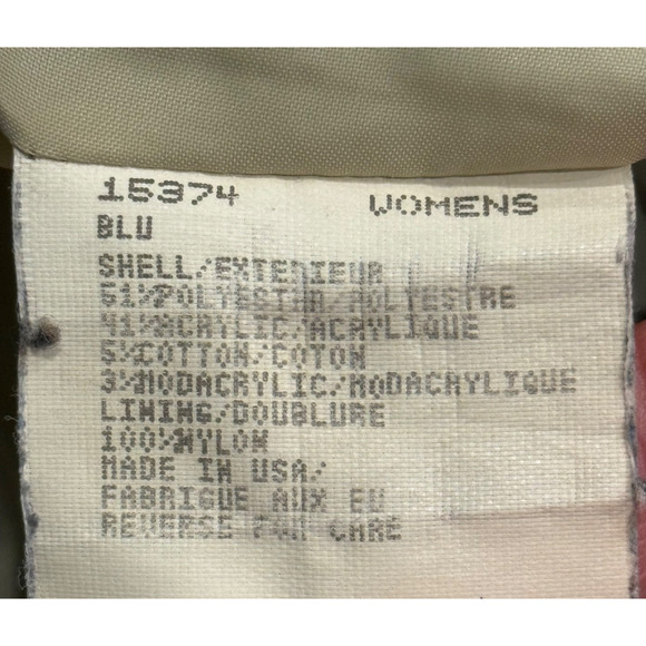 Vintage Woolrich Sherpa Jacket Womens Zip up Tan Blue Snowflakes Size M USA - Picture 5 of 8